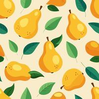 The pattern of yellow pears is seamless on a beige background vector