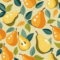 Seamless pattern with pears and half of pears in abstract minimalistic style. vector