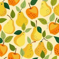 Summer pattern of pears and apples vector