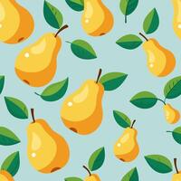 The pattern of yellow pears is seamless on a blue background vector
