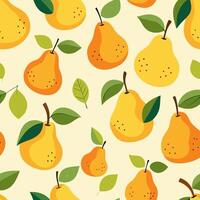 The pattern of yellow pears with speckles is seamless on a beige background vector