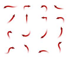 Set of red arrow showing wind air flow isolated on white background vector