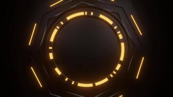 Looping black circle animated neon abstract geometric monochrome modern background with empty place for logo or product promotion video
