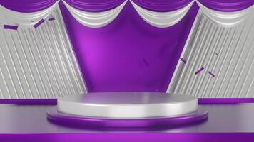 4k Motion Graphic Design 3D looping animated background in purple and white with abstract and seamless curtains video