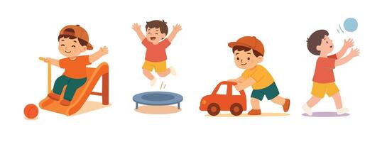 Flats desain Boys play in the playground vector