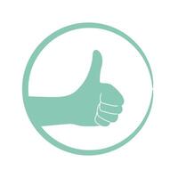 Hand with thumb up emblem. Approve and like symbol vector