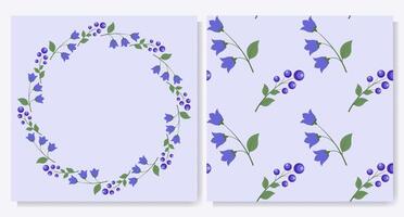 Set of round floral frame and pattern vector