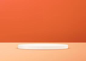 Orange background 3d with white podium. 3D abstract studio room with pedestal podium. Space for selling products on the website. illustration vector
