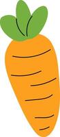 Flat cartoon carrot, simple vegetable illustration, cute organic food icon vector