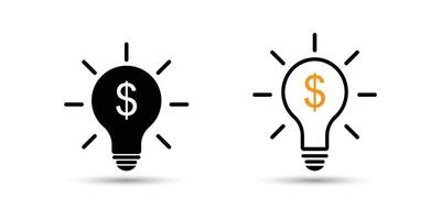 Profitable Idea Two Lightbulb Icons with highlighted Dollar Sign Illustrate Financial Inspiration. vector