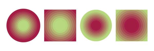 Concentric Circles Geometric Shapes with Gradient Color Transitions. vector