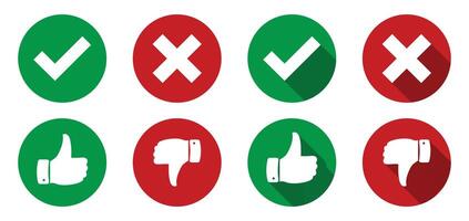 Positive and Negative Feedback Icons. Green and Red Thumb Icon Up and Down. vector