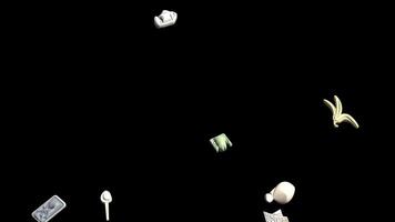 garbages animation falls from the sky overlay 3d isolated cut out motion graphics video