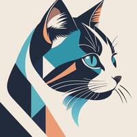 Abstract Geometric Cat Portrait In Modern Minimalist Design For Creative Projects vector