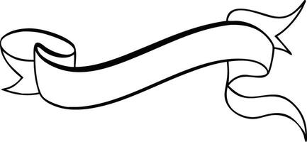 Hand Drawn Blank Ribbon Banner Illustration Template With Black Outline Design vector