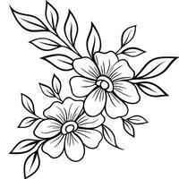 Elegant Floral Outline Design With Two Flowers And Leaves Decorative Element vector