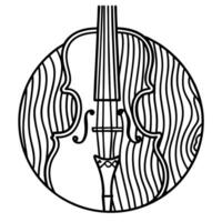 Abstract line art of a violin on textured circle background vector
