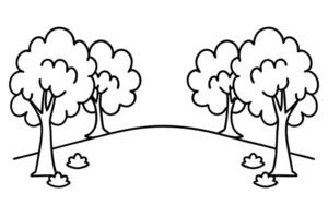 outline of trees on rolling hills, simple nature landscape illustration vector