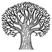 Intricate leafless tree design in black and white, artistic doodle, nature inspired pattern vector