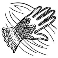 Intricate lace glove design in black and white detailed pattern, floral motif, delicate ornate fashion vector