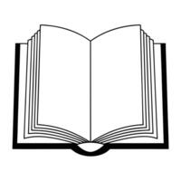 Open Book Icon Black And White Outline For Education And Storytelling Themes vector