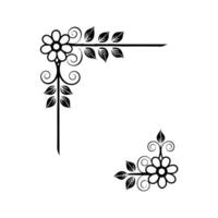 Decorative Corner Flourish Design Element With Flowers And Leaves Isolated On White vector