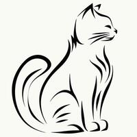 Elegant Cat Silhouette Minimalist Line Art Graphic Resource For Creative Projects vector
