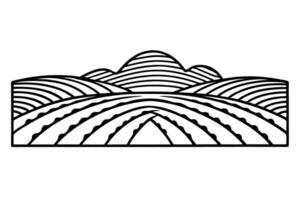 Abstract line art landscape with fields and hills pattern vector