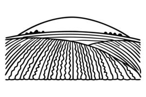 Abstract landscape illustration black and white field patterns with rolling hills vector