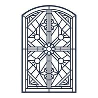 intricate stained glass window design with geometric floral patterns vector