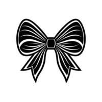 Elegant Bow Silhouette A timeless, monochrome representation of a classic bow, perfect for adding a touch of sophistication and charm to any design, it is a symbol of gifting and celebration. vector