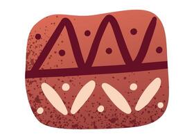 cartoon Tribal Clay Texture Fragment. Traditional African ceramic pottery pattern with red earthy tones and geometric shapes. Authentic ancient style illustration for ethnic design themes. vector