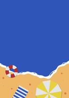 Vertical beach flat illustration. Top view beach vertical background vector