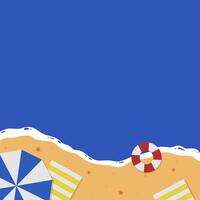 Top view beach square background illustration. Summer beach flat illustration vector