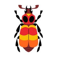 Stylized beetle with unique and colorful design. Hand drawn trendy flat style. Simple, Minimalist design, clean lines modern flat style. Ideal for nature designs or childrens illustrations vector