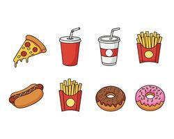 fast food icons set on white background vector