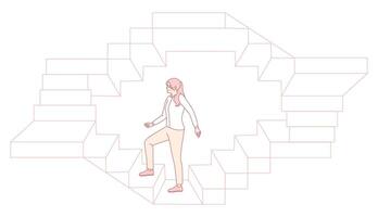 A Person Climbing Abstract Steps An Artistic Minimalist Illustration Signifying Progression vector