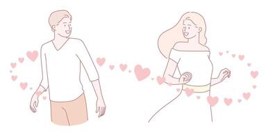 A romantic connection between two characters is beautifully illustrated through art and design vector