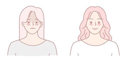 Exploring Emotional Expressions The Depths of Sadness and Joy in Creative Illustrations vector