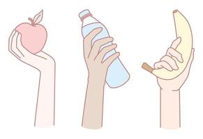 Exploring the concept of healthy snacks paired with proper hydration for a balanced lifestyle vector