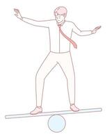 A Businessman Balancing on a Tightrope A Strong Metaphor for Risk Management in Corporates vector