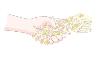 Hand Releasing Leaves and Nature Elements, embodying the essence of nature and human connection vector