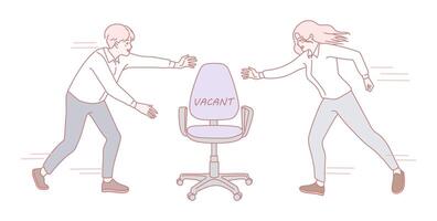 Engaging in the Amusing Battle for the Office Chair Exploring Fun Workplace Dynamics vector