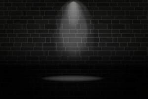 Dark brick wall illuminated by a spotlight vector