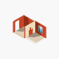 Isometric illustration of a two--story section of a building. vector