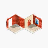 Isometric illustration of a two-story section of a building vector