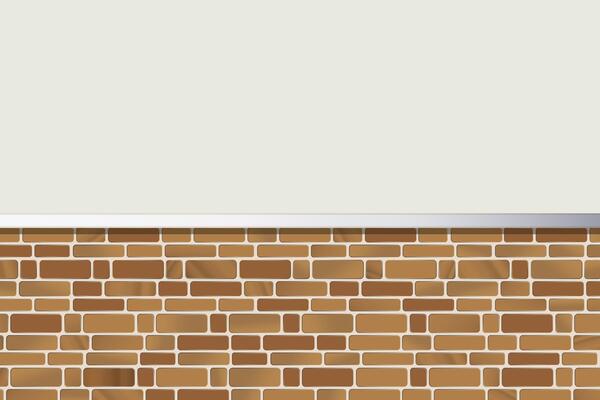 A horizontal section of a wall features neatly arranged light brown bricks with white mortar lines