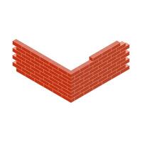Red brick walls form an isometric corner with alternating patterns vector