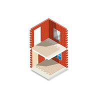 Isometric illustration of a two story section of a building. vector