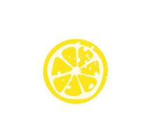Modern abstract lemon slice isolated on white background. Hand drawn flat cartoon illustration. Colorful lemon half. Citrus fruit icon vector